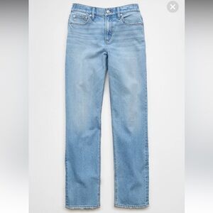 🆕 NWT AE Stretch Super High-Waisted Straight Jean, Size 10 Short, Light Repair